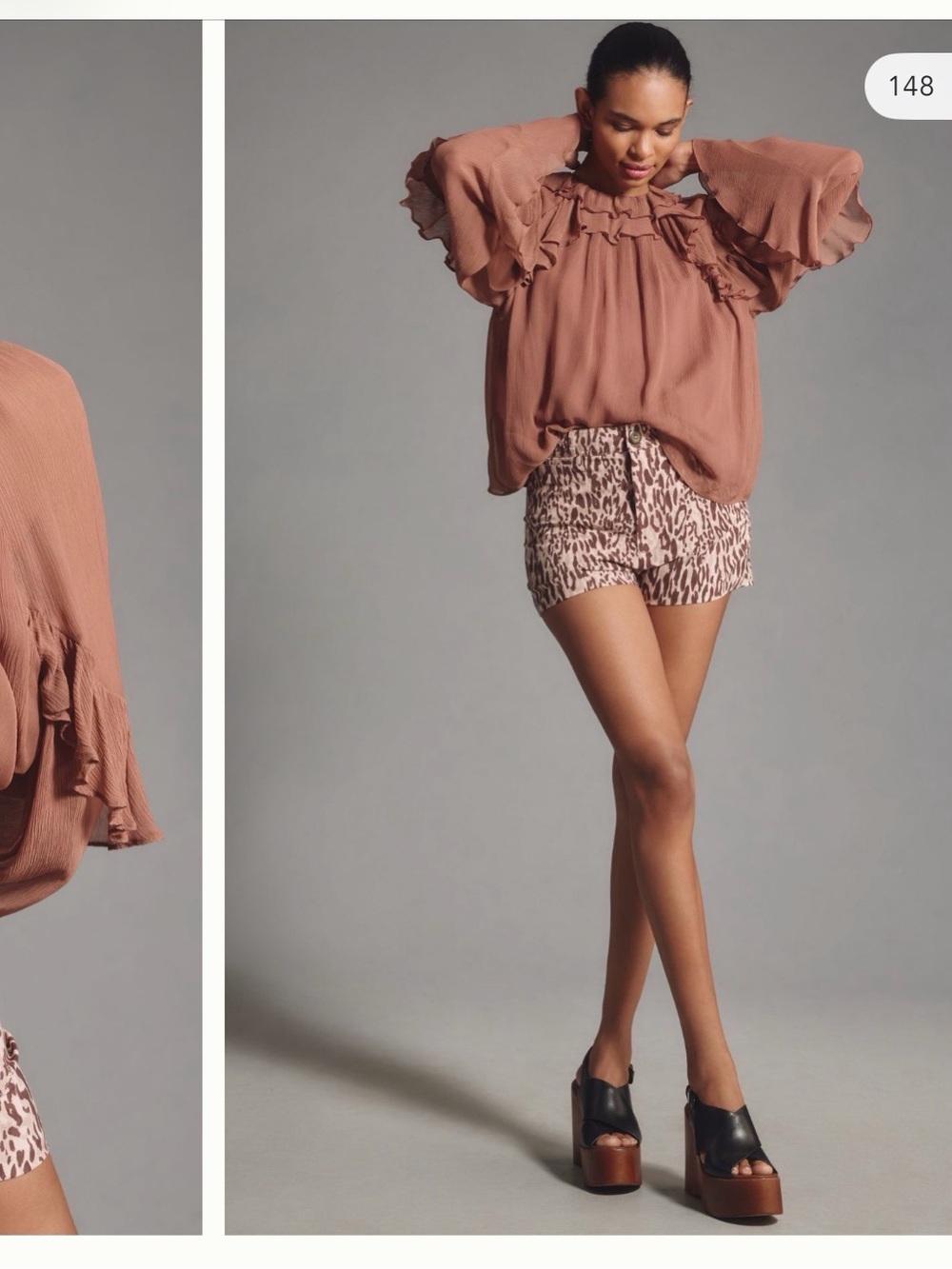 Ettie Maeve Shorts - Antropologie - Animal Print Shorts - Dusty Rose - Picture 4 of 4
